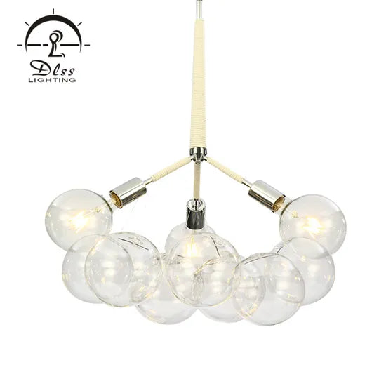 DLSS Lighting Globe Bubble Glass Chandelier Lamp for Hotel Restaurant with E27