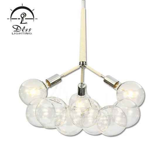 DLSS Lighting Globe Bubble Glass Chandelier Lamp for Hotel Restaurant with E27