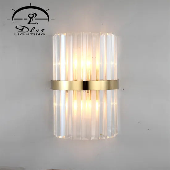 DLSS Lighting Co., Ltd. Golden Luxury European Hotel Living Room Light Crystal Glass Wall Lamp
