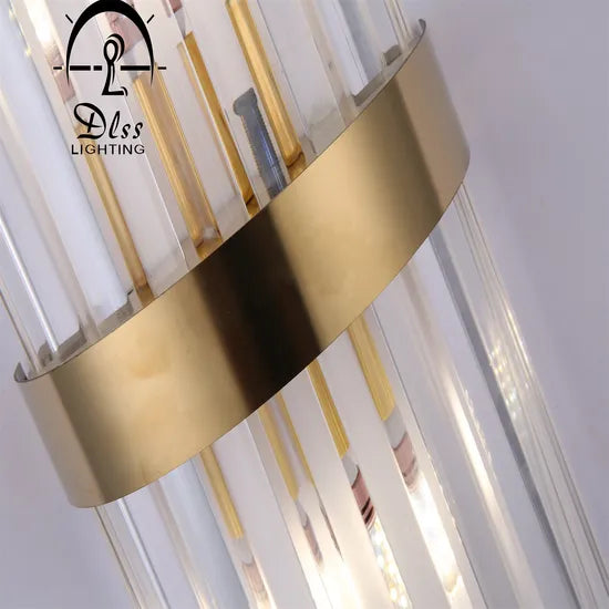 DLSS Lighting Co., Ltd. Golden Luxury European Hotel Living Room Light Crystal Glass Wall Lamp