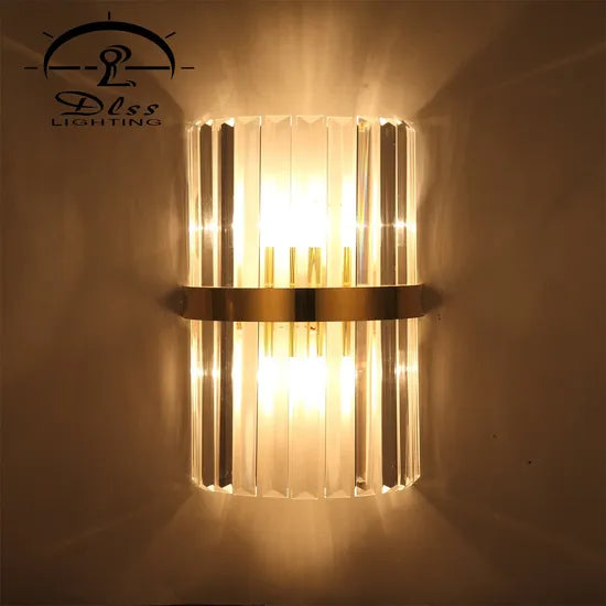 DLSS Lighting Co., Ltd. Golden Luxury European Hotel Living Room Light Crystal Glass Wall Lamp