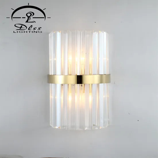 DLSS Lighting Co., Ltd. Golden Luxury European Hotel Living Room Light Crystal Glass Wall Lamp