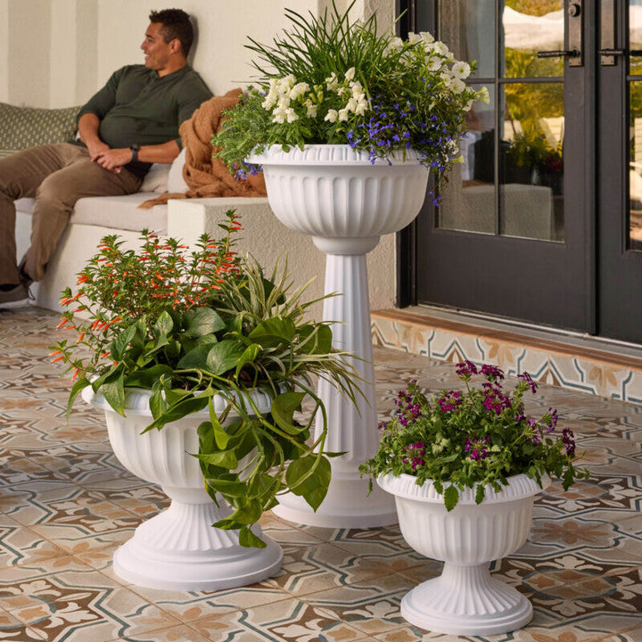 Bloem Grecian Urn Tall Pedestal Planter 32" Charcoal