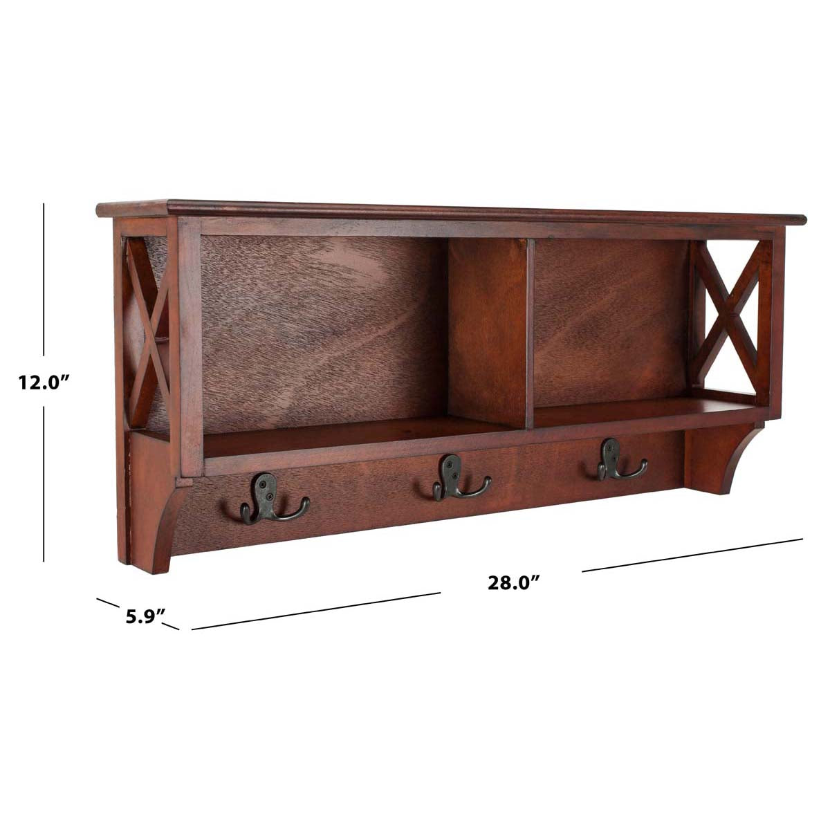 Safavieh Freya Hanging Storage Wall Rack (Cherry) - 28 x 5.9 x 12 in