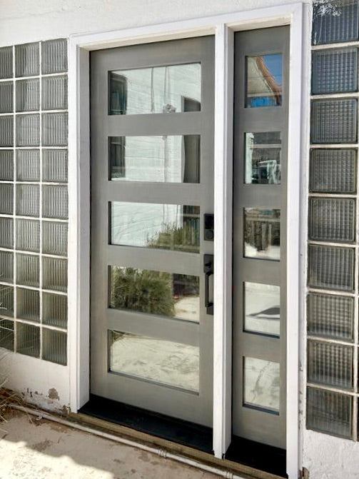 Krosswood Doors 36 in. x 80 in. Contemporary Hemlock 5-Lite Clear Glass Unfinished Wood Front Door Slab