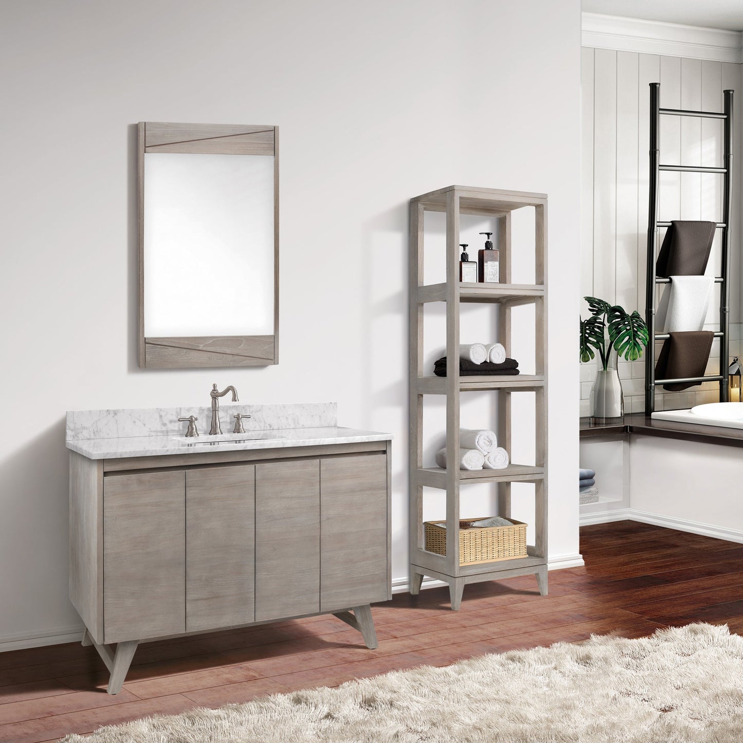 Avanity Teak 16"W x 13"D x 60"H Gray Linen Cabinet