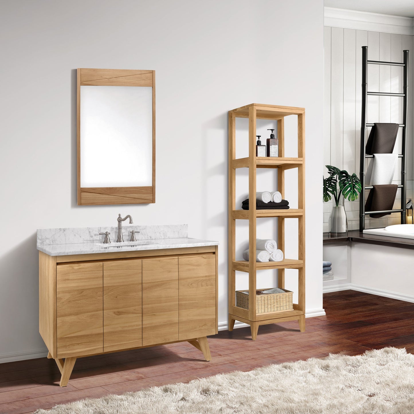 Avanity Teak 16"W x 13"D x 60"H Gray Linen Cabinet