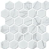 Hex Carrara Snow White Porcelain Mosaic Wall and Floor Tile - 2 in.
