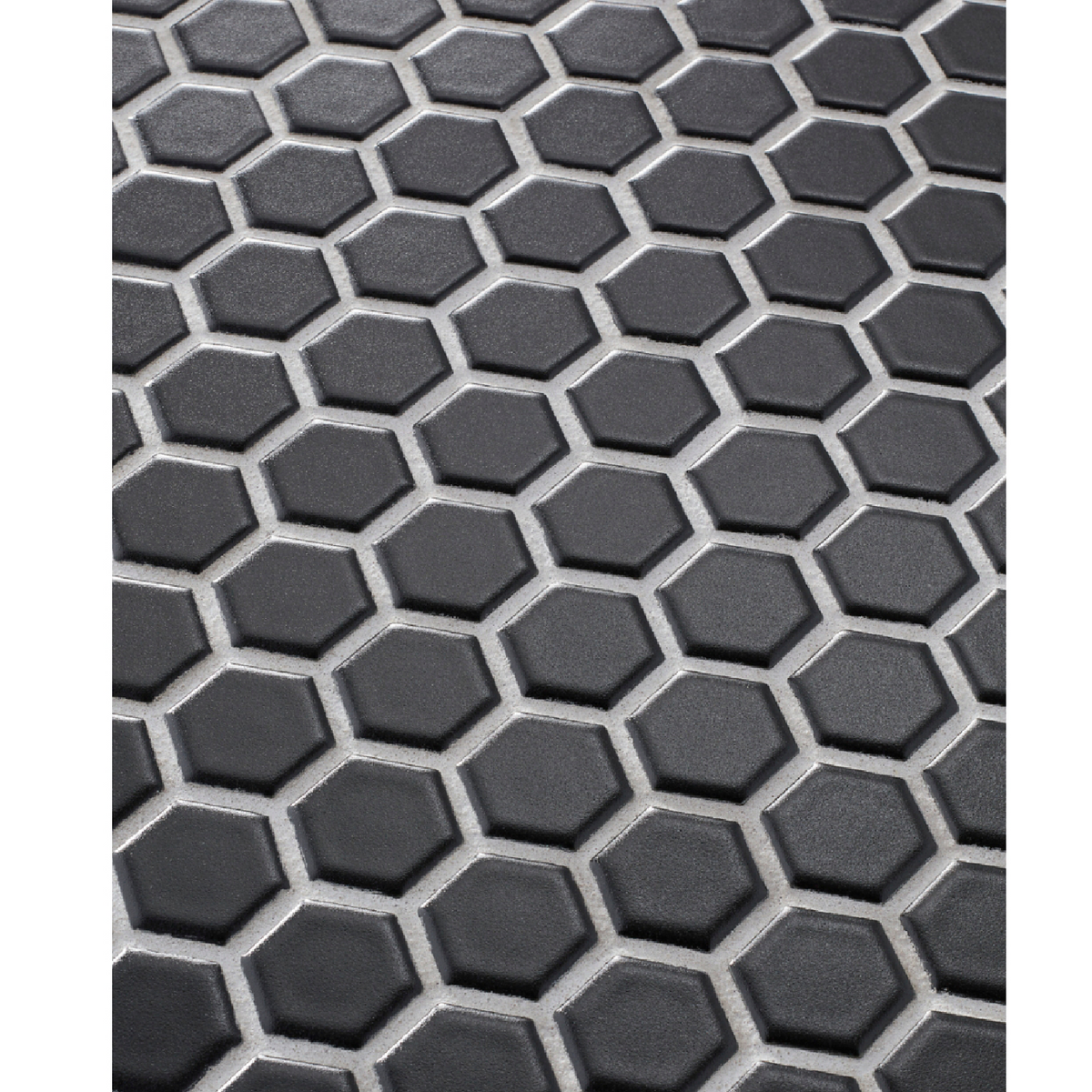 Hex Matte Black Porcelain Mosaic Wall and Floor Tile - 1 x 1 in.