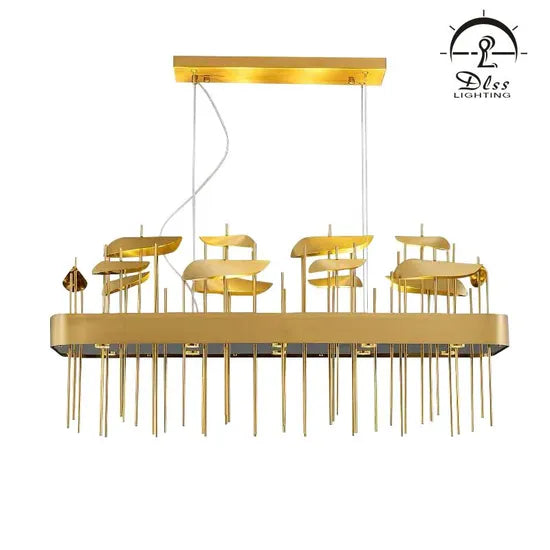 DLSS Lighting Co.,Ltd Home Gold LED Long Italy Indoor Bar Chandelier