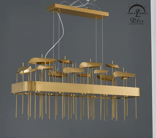 DLSS Lighting Co.,Ltd Home Gold LED Long Italy Indoor Bar Chandelier
