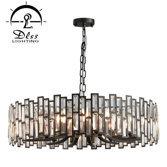 DLSS Lighting Hotel Living Room Modern Crystal Pendant Lamp in Black Finished