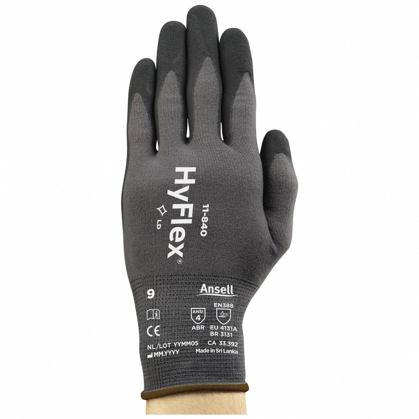 HYFLEX XS Gray Foam Nitrile Coated Gloves - ANSI Abrasion Level 4