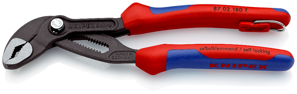 KNIPEX Comfort Grip Cobra 7.25-in V-Jaw Water Pump Pliers, 87 02 180 T