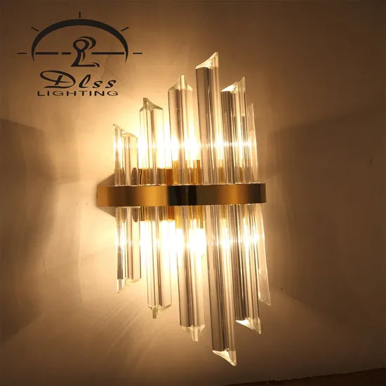 DLSS Lighting Indoor Contemporary Decoration Design Lights Fixtures Hotel Bedroom Staircase Lamp Brass Modern Crystal Wall Light