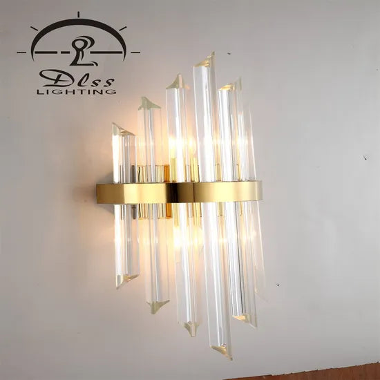 DLSS Lighting Indoor Contemporary Decoration Design Lights Fixtures Hotel Bedroom Staircase Lamp Brass Modern Crystal Wall Light