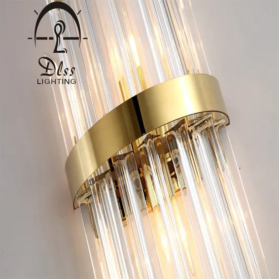 DLSS Lighting Indoor Contemporary Decoration Design Lights Fixtures Hotel Bedroom Staircase Lamp Brass Modern Crystal Wall Light