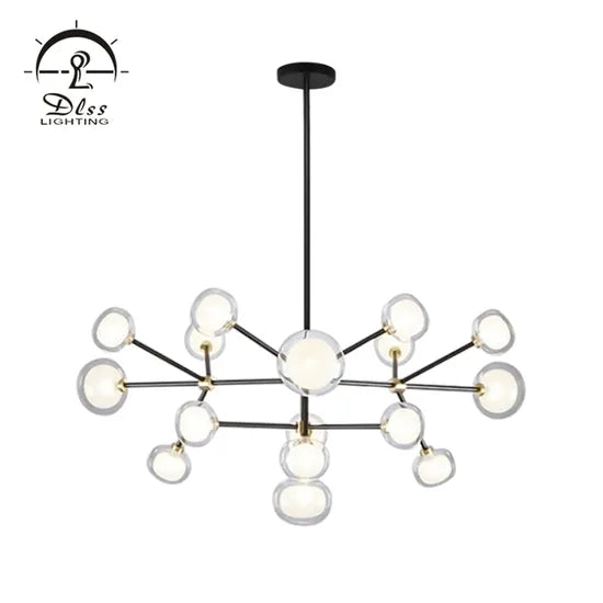 DLSS Lighting Iron Glass Fashion LED Pendant Lamp Modern Ceiling Light Chandelier