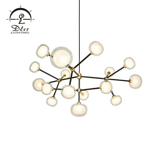 DLSS Lighting Iron Glass Fashion LED Pendant Lamp Modern Ceiling Light Chandelier