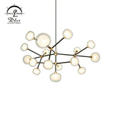 DLSS Lighting Iron Glass Fashion LED Pendant Lamp Modern Ceiling Light Chandelier