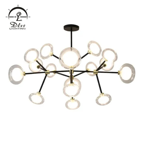 DLSS Lighting Iron Glass Fashion LED Pendant Lamp Modern Ceiling Light Chandelier