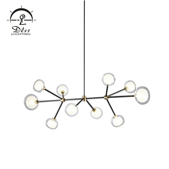 DLSS Lighting Iron Glass Fashion LED Pendant Lamp Modern Ceiling Light Chandelier