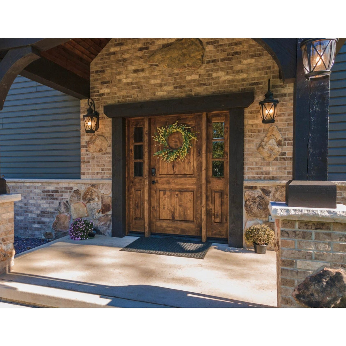 36 in. x 80 in. Rustic Knotty Alder 2-Panel Top Rail Arch V-Groove Unfinished Wood Front Door Slab