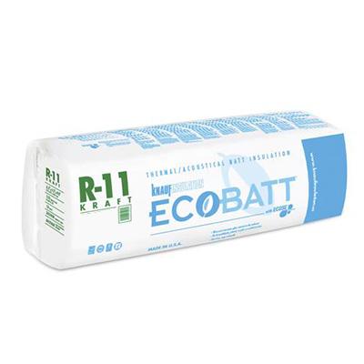 Knauf Insulation EcoBatt R-11 Kraft-Faced Fiberglass Insulation Batts, 3.5 in x 24 in x 96 in, 256 sq ft
