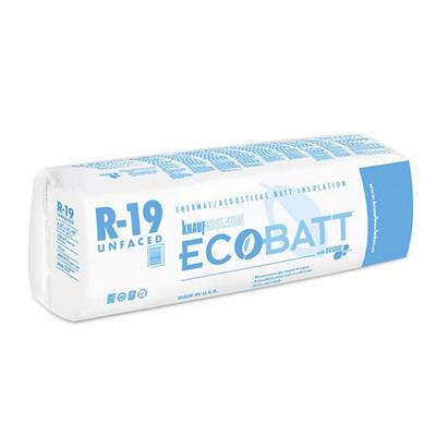 Knauf Insulation EcoBatt R-19 Unfaced Fiberglass Insulation Batts, 6.25 in x 15.25 in x 106 in, 112.26 SF