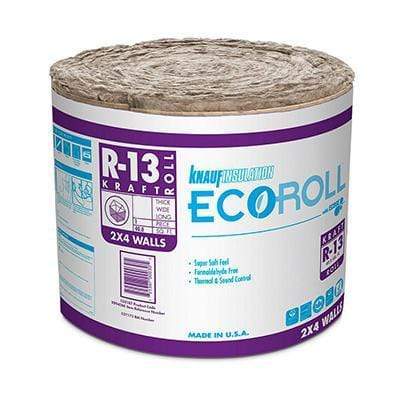 Knauf Insulation R-13 EcoRoll Kraft-Faced Fiberglass Insulation Roll, 3-1/2 in x 23 in x 32 ft, 61.33 sq ft
