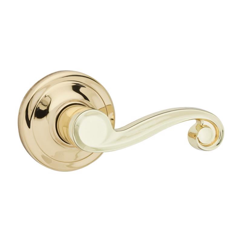 Kwikset Lido Polished Brass Passage Lockset, ANSI/BHMA Grade 2, 1-3/4 in.