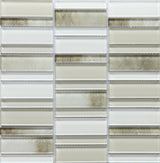 Emser La Vie White Glass Mosaic Border Tile, 14-Pack (12-in x 12-in Sheets)