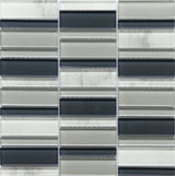 Emser La Vie 14-Pack Gray Glass Border Tile, 12 in. x 12 in. Mosaic