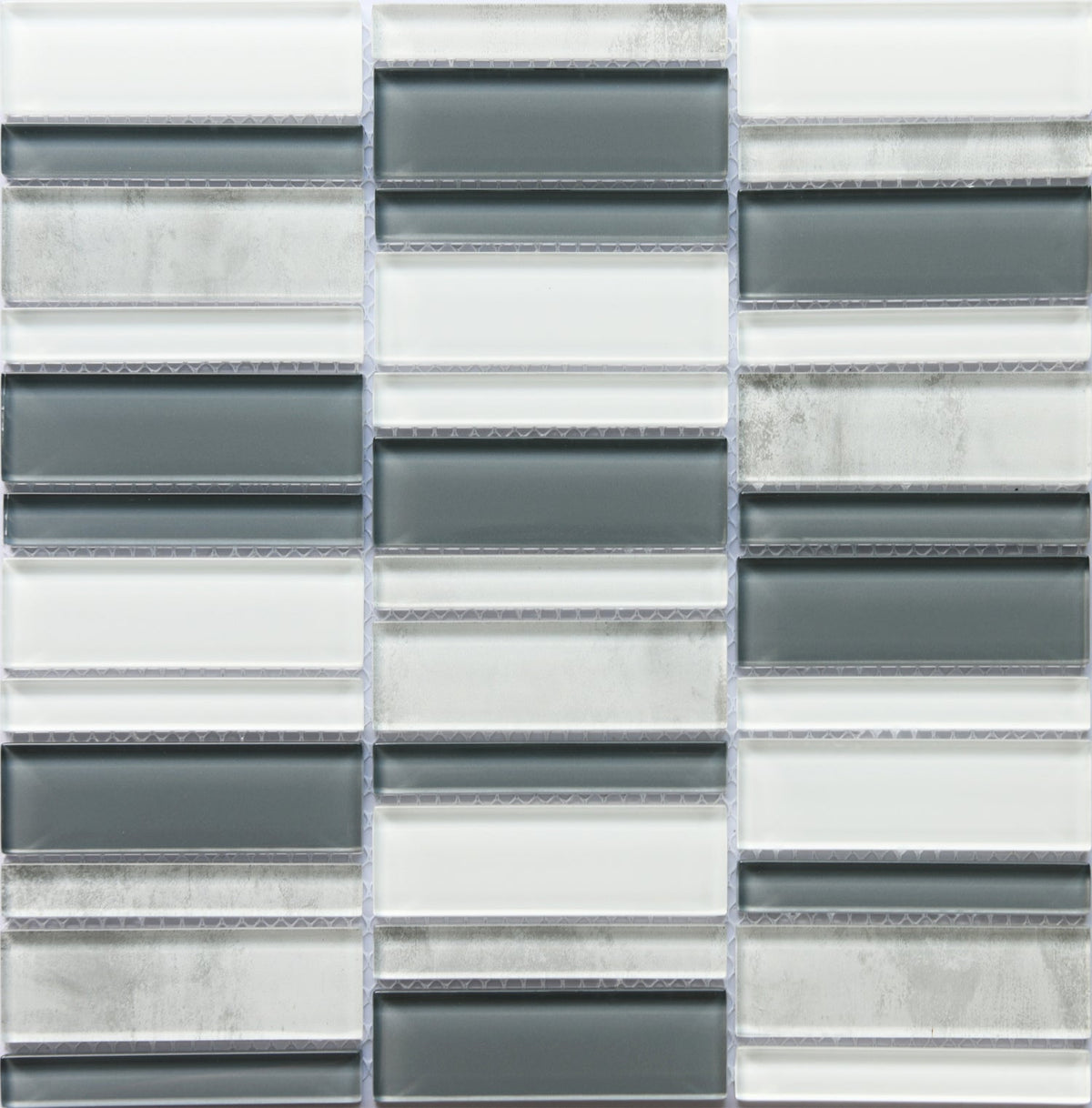 Emser La Vie 14-Pack Gray Glass Border Tile, 12 in. x 12 in. Mosaic