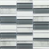 Emser La Vie White Glass Mosaic Border Tile, 14-Pack (12-in x 12-in Sheets)