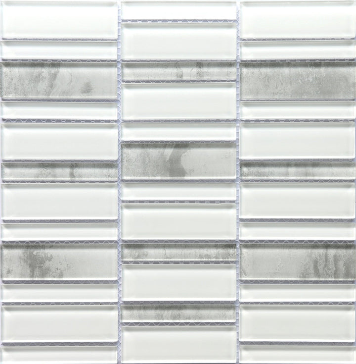Emser La Vie 14-Pack Gray Glass Border Tile, 12 in. x 12 in. Mosaic