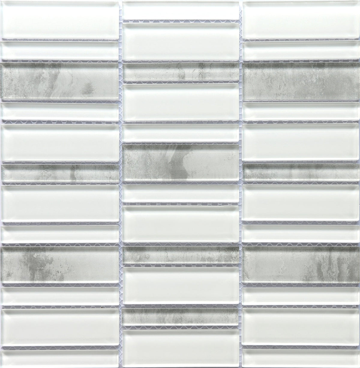Emser La Vie White Glass Mosaic Border Tile, 14-Pack (12-in x 12-in Sheets)