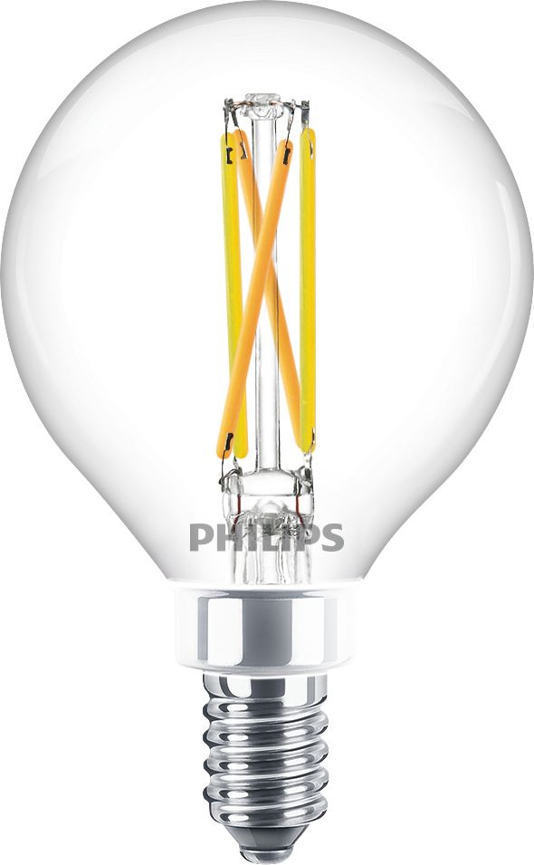 Philips 40-Watt Equivalent G16.5 Dimmable LED Candelabra Bulb, E12 Base, Soft White, Clear, 350 Lumens (2-Pack)