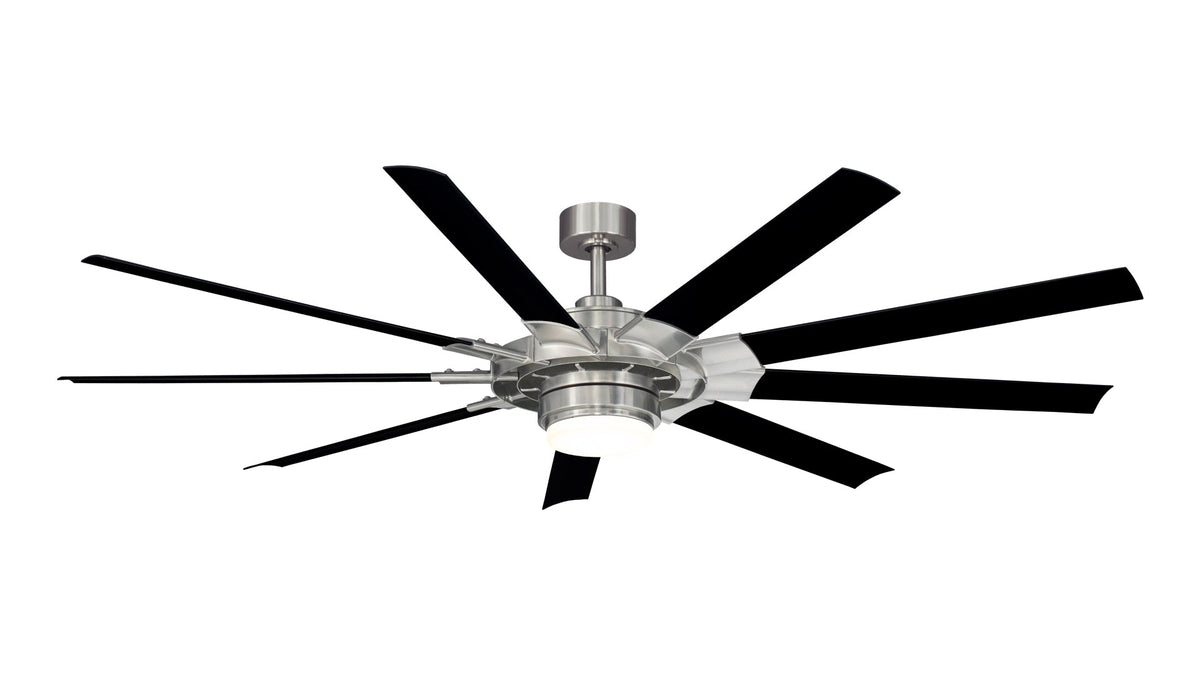 Fanimation Studio Collection Slinger v2 72-in Brushed Nickel LED Indoor/Outdoor Ceiling Fan with Light Kit and Remote (9-Blade)