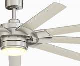 Fanimation Studio Collection Slinger v2 72-in Matte Black LED Indoor/Outdoor Ceiling Fan with Light Kit and Remote (9-Blade)