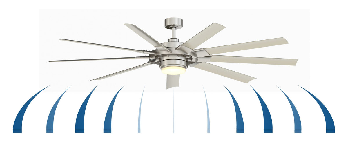 Fanimation Studio Collection Slinger v2 72-in Brushed Nickel LED Indoor/Outdoor Ceiling Fan with Remote (9-Blade)
