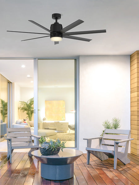 Fanimation Studio Collection Blitz 56-in Brushed Nickel LED Indoor/Outdoor Ceiling Fan with Remote (7-Blade)