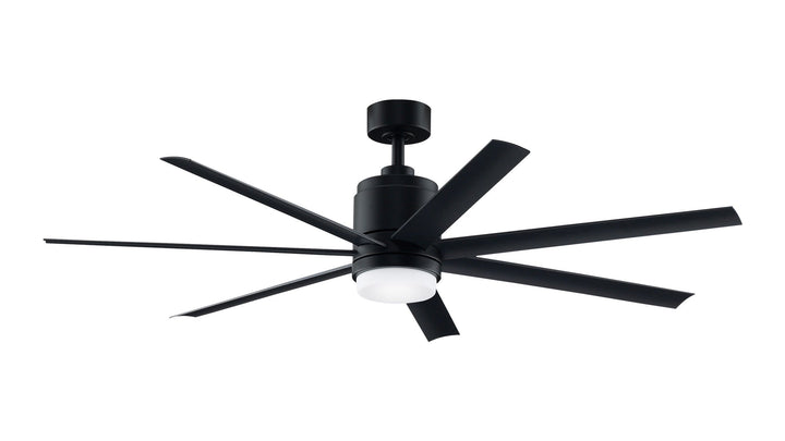 Fanimation Studio Collection Blitz 56-in Brushed Nickel LED Indoor/Outdoor Ceiling Fan with Remote (7-Blade)