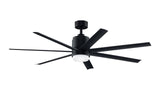 Fanimation Studio Collection Blitz 56-in Brushed Nickel LED Indoor/Outdoor Ceiling Fan with Light Kit and Remote, 7-Blade