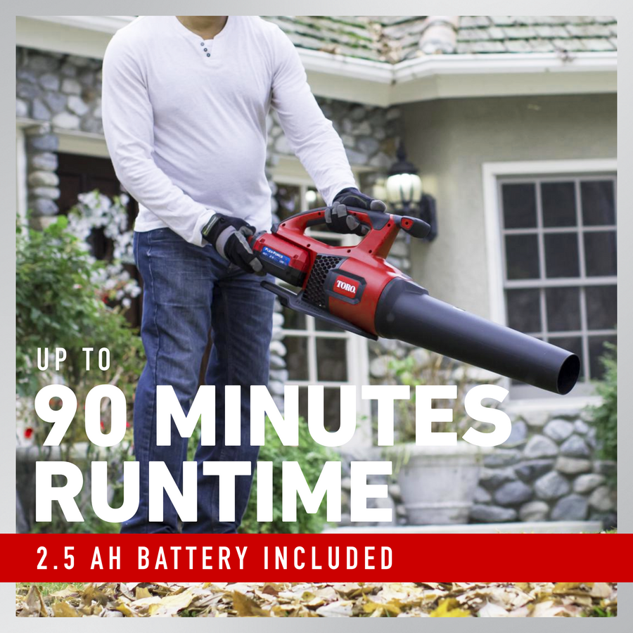 Toro 60V Max Brushless Cordless Leaf Blower, 605 CFM, Up to 120 MPH – 2.5Ah Battery & Charger Included (Model 51820)