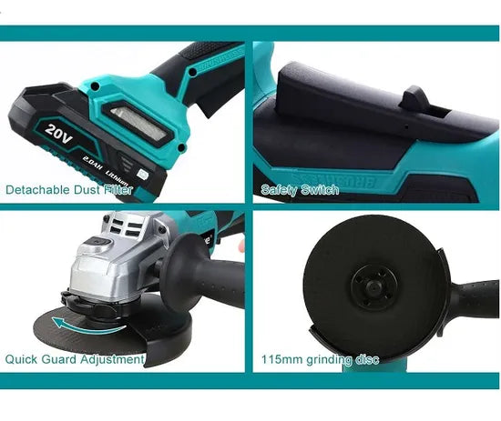 Liangye Battery Power Tools Factory 20V 125mm Brushless Cordless Angle Grinder