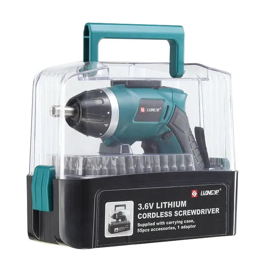 Liangye Cordless Electric Power Tools 3.6V Mini Screwdriver Kit with Case