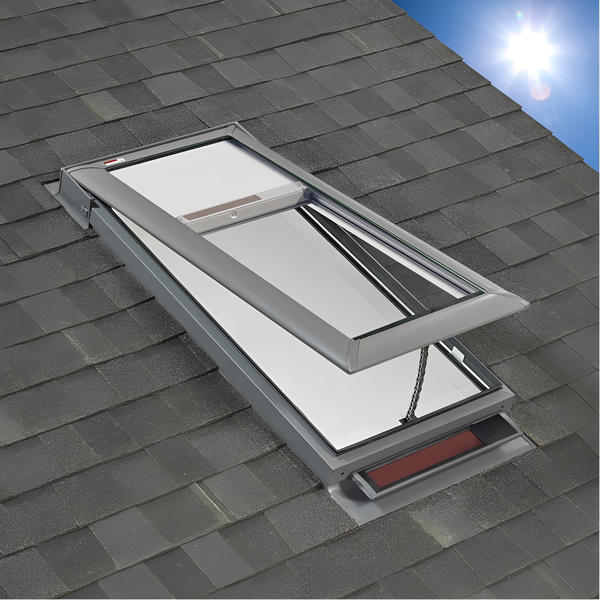 VELUX Solar Powered Venting Deck Mount Skylight - White Solar Powered Shade image 5