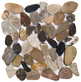 Emser Flat Rivera Pebble 10-Pack 4 Color Blend Natural Stone Border Tile, 12 in. x 12 in. Mesh-Mounted