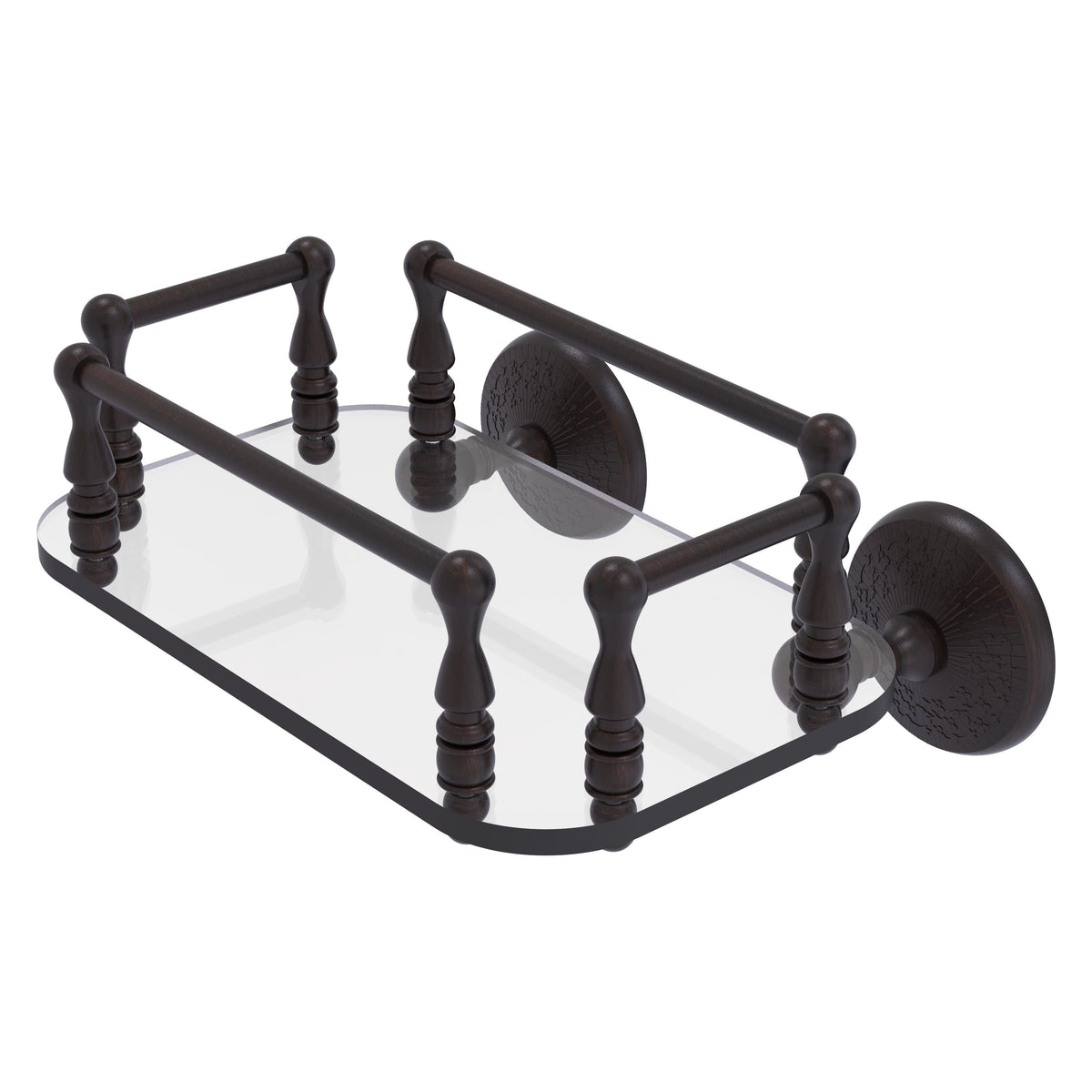Allied Brass Monte Carlo Collection Wall Mounted Glass Guest Towel Tray in Antique Bronze